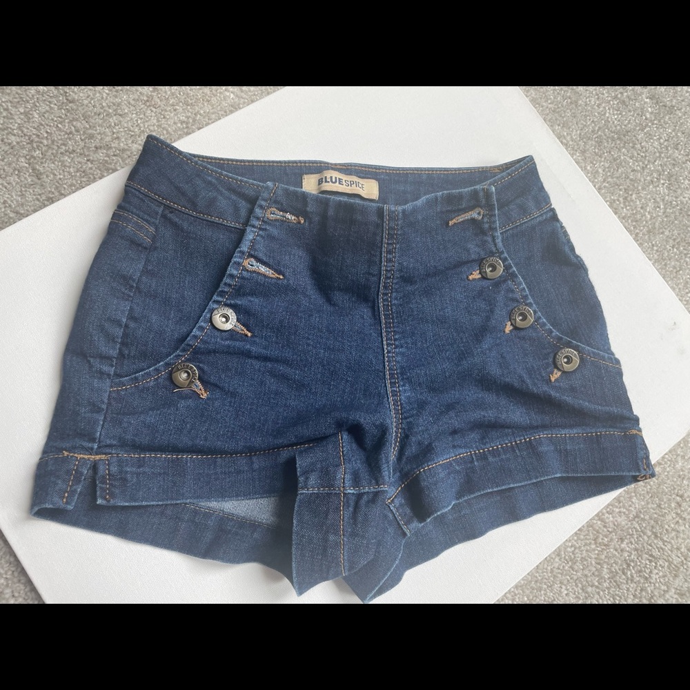 Dark Blue Jean Button Up Shorts